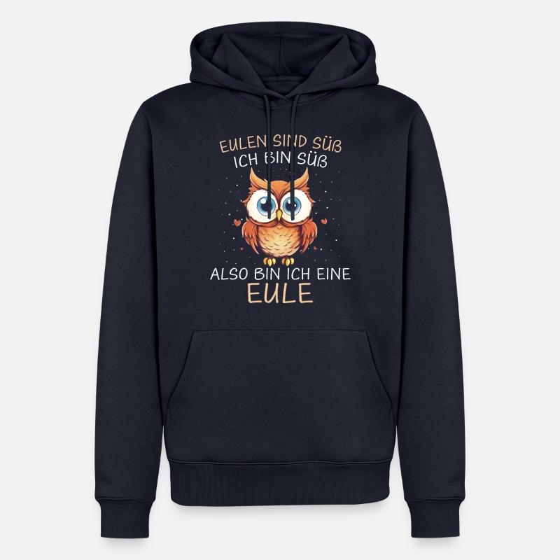 Nachteule Eule Eulen Vogel - Männer Premium Bio Hoodie - Navy