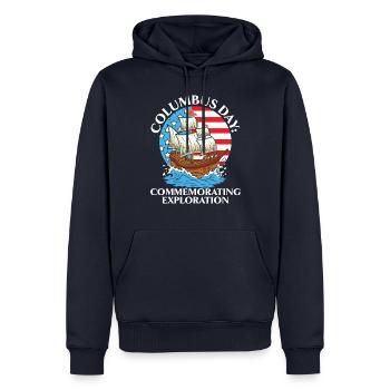 Columbus Day: To commemorate the discovery of K - Men’s Premium Organic Hoodie - navy - Front - Nico (187cm)