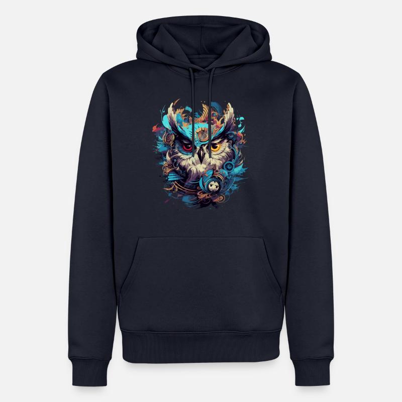 Coole Steampunk Eule - Männer Premium Bio Hoodie - Navy