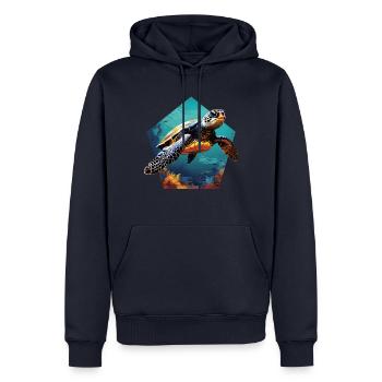 Turtle 3D Optics Sea Turtle in the Sea - Men’s Premium Organic Hoodie - navy - Front - Nico (187cm)