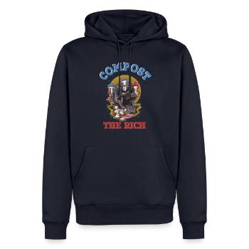 Compost The Rich - Mushroom Skull - Männer Premium Bio Hoodie - Navy - Vorne - Nico (187cm)