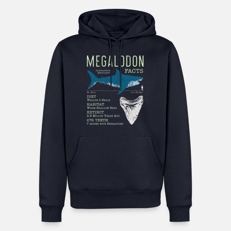 Faits sur le mégalodon - Sweat à capuche Premium bio Homme - bleu marine