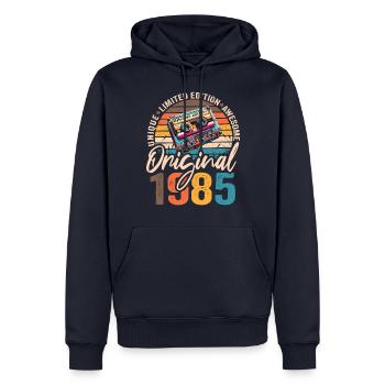 Vintage Born 1985 Birthday Original 1985 - Men’s Premium Organic Hoodie - navy - Front - Nico (187cm)