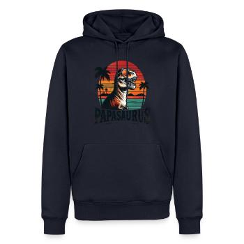 Happy Papasaurus T-rex Dino Funny Father Dinosaurs - Männer Premium Bio Hoodie - Navy - Vorne - Nico (187cm)