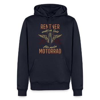 Rente Motorrad Rentner Spruch Vintage - Männer Premium Bio Hoodie - Navy - Vorne - Nico (187cm)