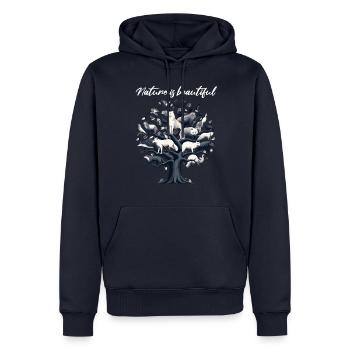 Nature Tree Life Nature Conservation Animal Welfare Bio Forest - Men’s Premium Organic Hoodie - navy - Front - Nico (187cm)