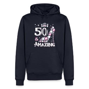 Stilvolles Schuh-Design zum 50. Geburtstag Frauen - Männer Premium Bio Hoodie - Navy - Vorne - Nico (187cm)