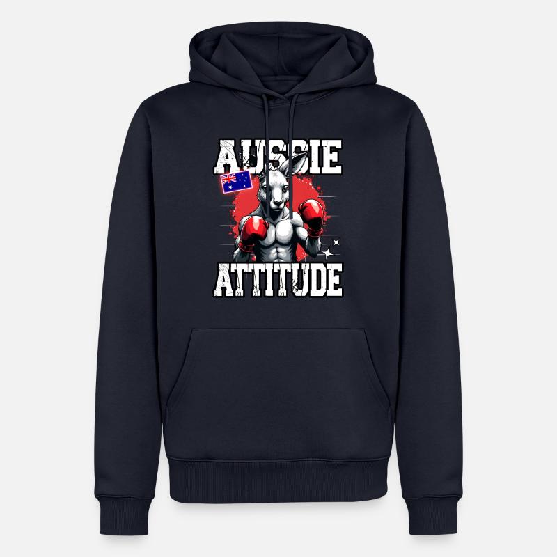 Aussie Attitude Boxhandschuhe Känguru Australien - Männer Premium Bio Hoodie - Navy