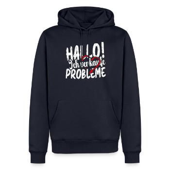 Hallo Ich Verkaufe Probleme Lustiger Spruch - Männer Premium Bio Hoodie - Navy - Vorne - Nico (187cm)