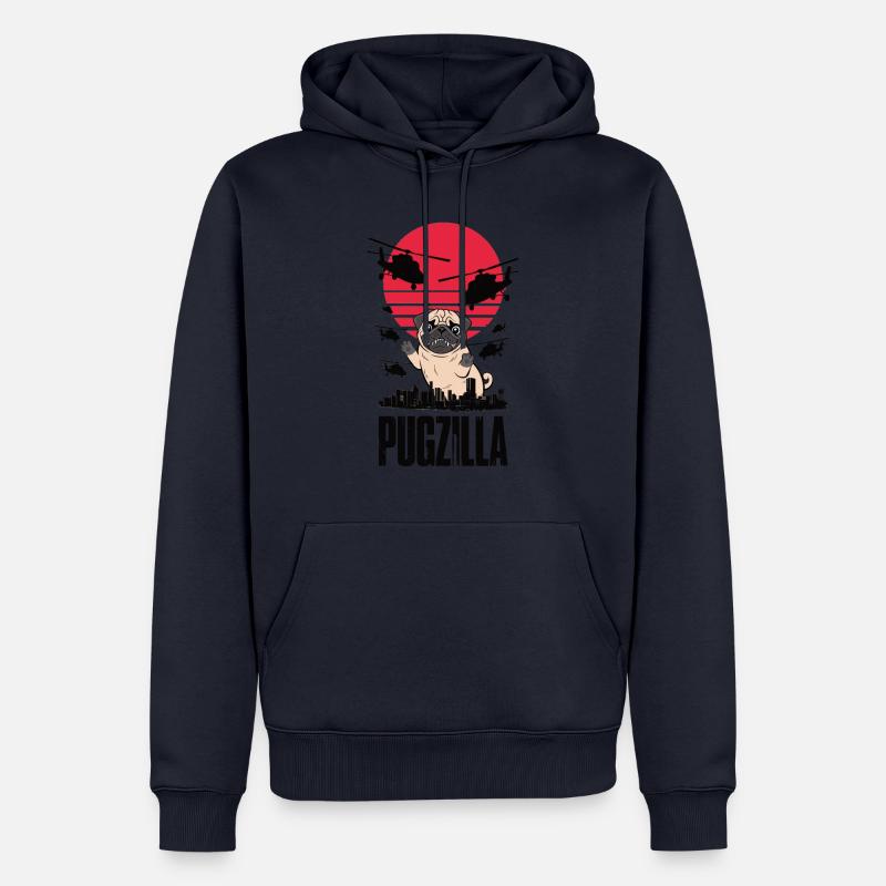 Pugzilla - Sweat à capuche Premium bio Homme - bleu marine