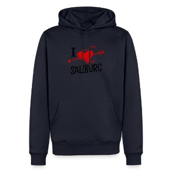 I Love Salzburg Herz und Pfeil Stadt Liebe - Männer Premium Bio Hoodie - Navy - Vorne - Nico (187cm)