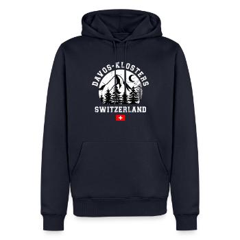 Davos Klosters Ski Resort Schweizer Alpen Souvenir - Männer Premium Bio Hoodie - Navy - Vorne - Nico (187cm)
