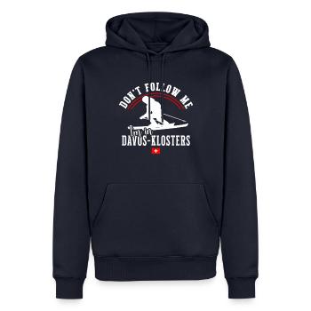 Davos Klosters Ski Resort Schweizer Alpen Souvenir - Männer Premium Bio Hoodie - Navy - Vorne - Nico (187cm)