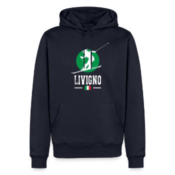 Station de ski de Livigno, Alpes italiennes, Souvenir Ski - Sweat à capuche Premium bio Homme - bleu marine - Devant - Nico (187cm)