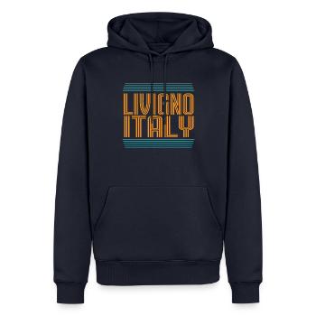 Station de ski de Livigno, Alpes italiennes, Souvenir Ski - Sweat à capuche Premium bio Homme - bleu marine - Devant - Nico (187cm)