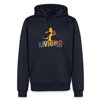 Station de ski de Livigno, Alpes italiennes, Souvenir Ski - Sweat à capuche Premium bio Homme - bleu marine - Devant - Nico (187cm)