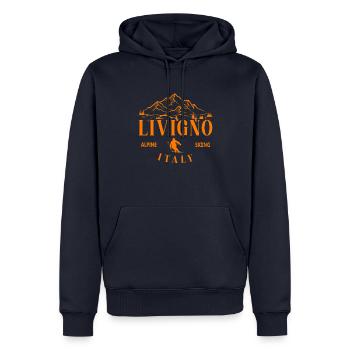Station de ski de Livigno, Alpes italiennes, Souvenir Ski - Sweat à capuche Premium bio Homme - bleu marine - Devant - Nico (187cm)