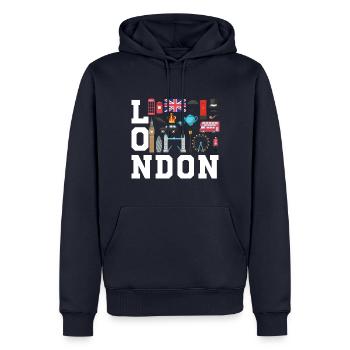 London England UK Great Britain - Männer Premium Bio Hoodie - Navy - Vorne - Nico (187cm)