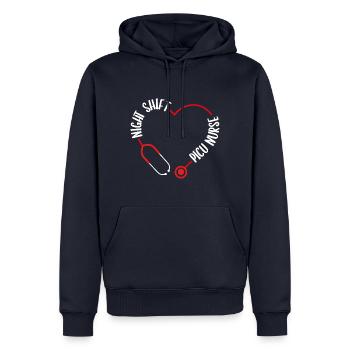 Night Shift Picu Nurse Stethoscope Nursing - Men’s Premium Organic Hoodie - navy - Front - Nico (187cm)