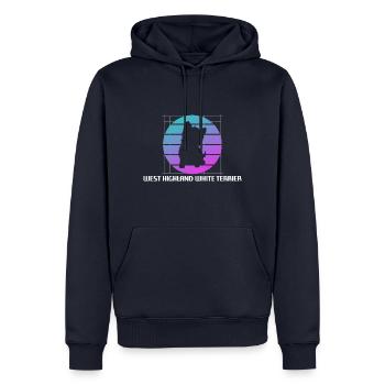 Retro- Westhochland-weißer Terrier-Hund - Männer Premium Bio Hoodie - Navy - Vorne - Nico (187cm)