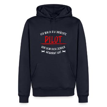 Pilot Lustiger Spruch Flugplatz Flugsport Geschenk - Männer Premium Bio Hoodie - Navy - Vorne - Nico (187cm)