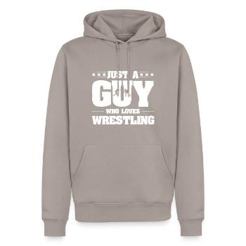 Lutte - Sweat à capuche Premium bio Homme - taupe - Devant - Nico (187cm)