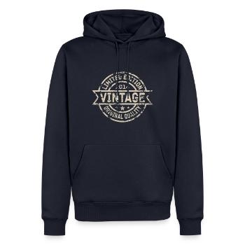 2014 Né Anniversaire Année de Naissance Millésime - Sweat à capuche Premium bio Homme - bleu marine - Devant - Nico (187cm)