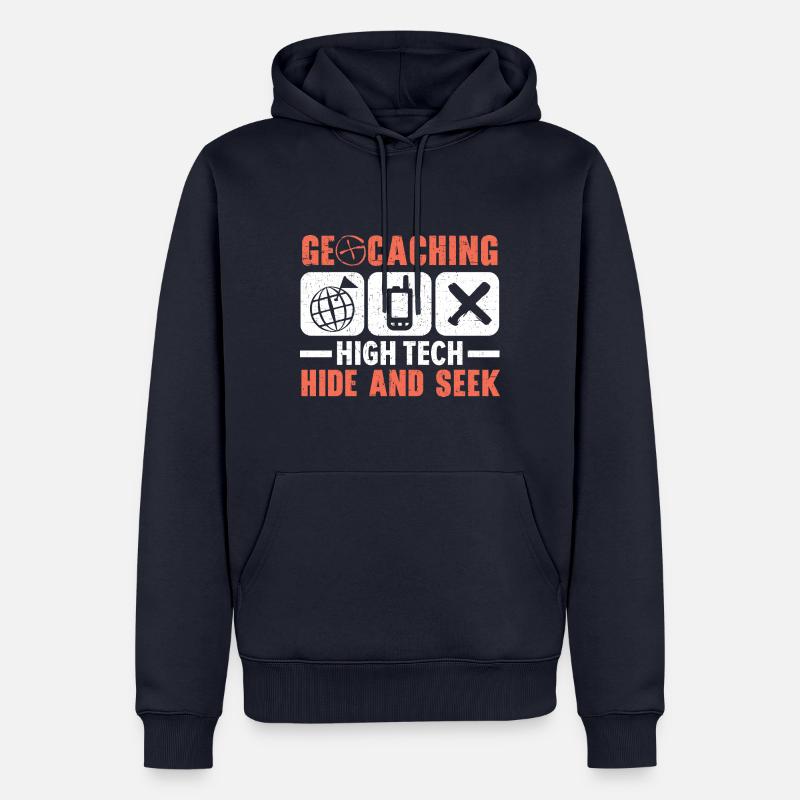 Géocachette de haute technologie Cache-cache - Sweat à capuche Premium bio Homme - bleu marine