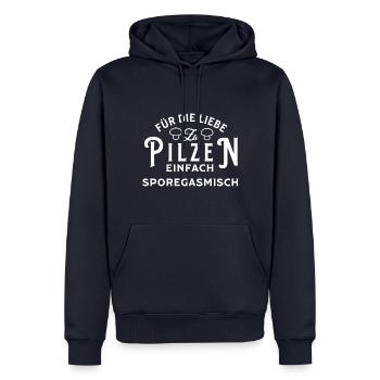 Pilz Pilzsammler Wald Natur Pilze sammeln Pilze - Männer Premium Bio Hoodie - Navy - Vorne - Nico (187cm)