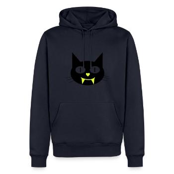 Chat vampire d’Halloween avec des chiens - Sweat à capuche Premium bio Homme - bleu marine - Devant - Nico (187cm)