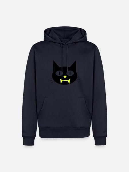 Halloween vampire cat with canines - Men’s Premium Organic Hoodie - navy
