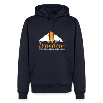 Wandern, ich bin dann mal weg - Männer Premium Bio Hoodie - Navy - Vorne - Nico (187cm)