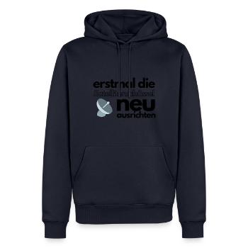 Erstmal die Satellitenschüssel neu ausrichten - Männer Premium Bio Hoodie - Navy - Vorne - Nico (187cm)