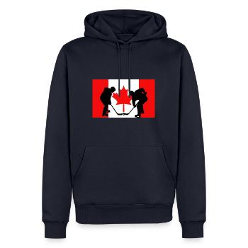 Le Canada, mon pays, mon drapeau ! - Sweat à capuche Premium bio Homme - bleu marine - Devant - Nico (187cm)