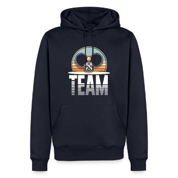 Équipe de tennis de table - Sweat à capuche Premium bio Homme - bleu marine - Devant - Nico (187cm)