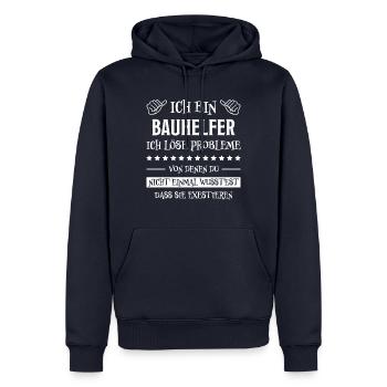 Bauhelfer Beruf Lustiger Spruch Bauhelfer Geschenk - Männer Premium Bio Hoodie - Navy - Vorne - Nico (187cm)