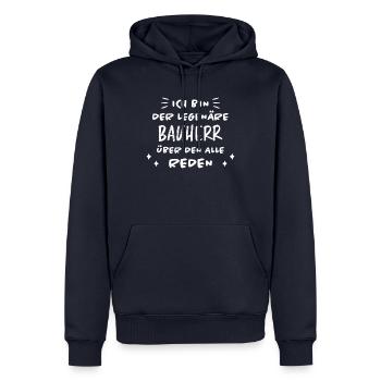 Bauherr Spruch Hausbau Richtfest Geschenk Bauherr - Männer Premium Bio Hoodie - Navy - Vorne - Nico (187cm)