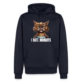 I Hate Mondays Lustiges Kaffee Katzen Motiv - Männer Premium Bio Hoodie - Navy - Vorne - Nico (187cm)