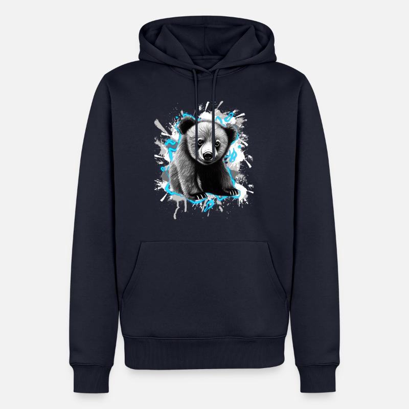 Ours - Sweat à capuche Premium bio Homme - bleu marine
