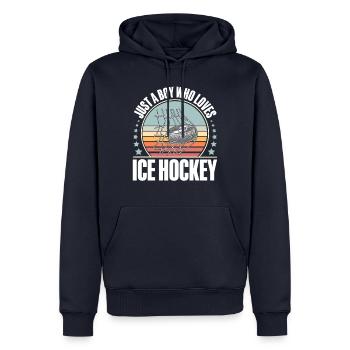 Eishockey Hockey sur glace - Sweat à capuche Premium bio Homme - bleu marine - Devant - Nico (187cm)