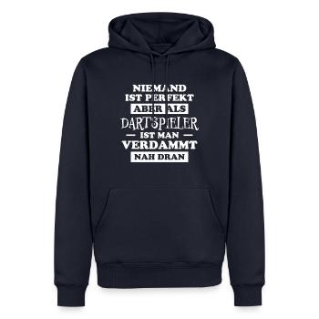 Dartspieler Witz Spruch Darts Dartpfeil Geschenk - Männer Premium Bio Hoodie - Navy - Vorne - Nico (187cm)