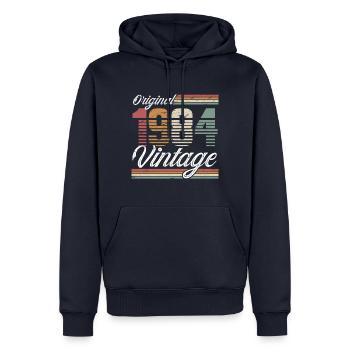 1984 Année de naissance 40e anniversaire Millésime - Sweat à capuche Premium bio Homme - bleu marine - Devant - Nico (187cm)
