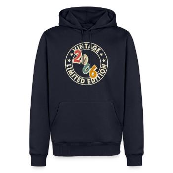 18ème anniversaire 2006 millésime millésime - Sweat à capuche Premium bio Homme - bleu marine - Devant - Nico (187cm)