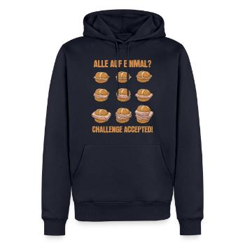 Leberkäse Challenge Bavarois Leberkässemmel - Sweat à capuche Premium bio Homme - bleu marine - Devant - Nico (187cm)