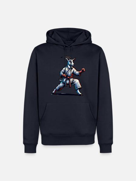 Karate-Ziege in Action – Dynamischer Kampfgeist - Männer Premium Bio Hoodie - Navy