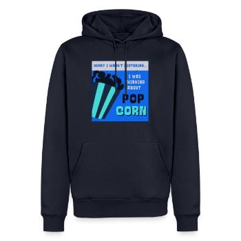 Lustiges Zitat aus Popcorn Thinking About - Männer Premium Bio Hoodie - Navy - Vorne - Nico (187cm)