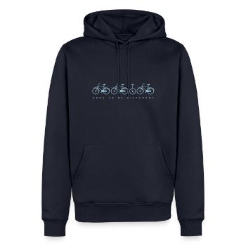 oser être différent - Vélo Deux-roues Monocycle - Sweat à capuche Premium bio Homme - bleu marine - Devant - Nico (187cm)