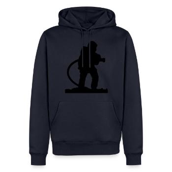 Un Pompiers à la lance - Sweat à capuche Premium bio Homme - bleu marine - Devant - Nico (187cm)