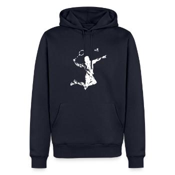 Badminton Shuttlecock Shuttlecock Gift - Men’s Premium Organic Hoodie - navy - Front - Nico (187cm)