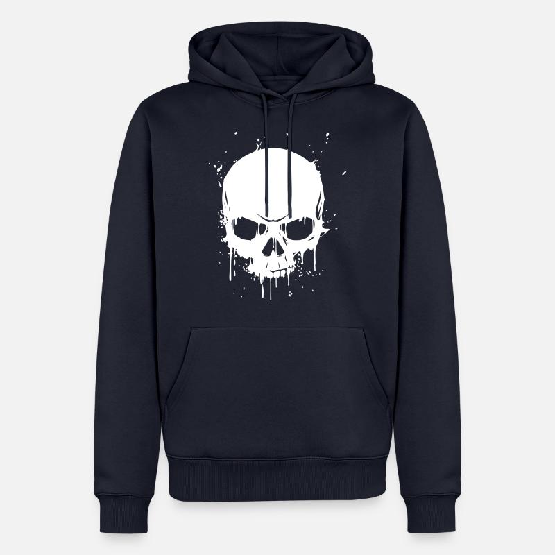 crâne blanc - Sweat à capuche Premium bio Homme - bleu marine